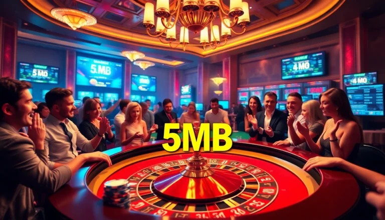 Experience the thrill of 5MB at our vibrant casino, where roulette tables and players create an electrifying atmosphere.